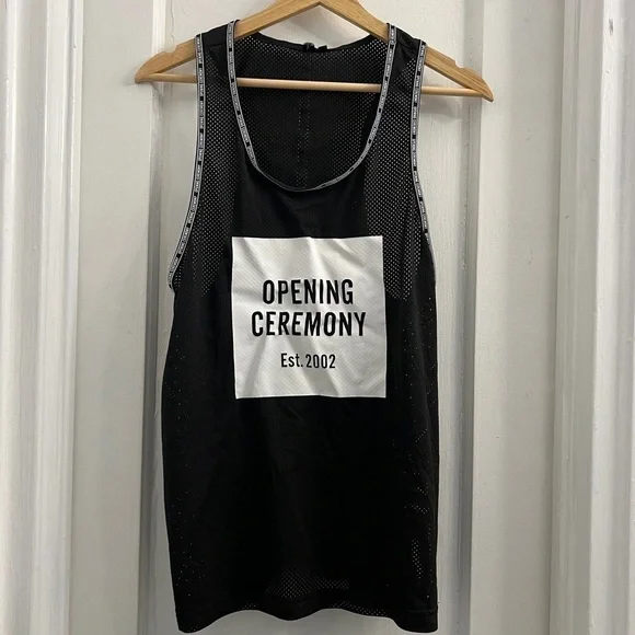 Opening Ceremony Unisex BOX LOGO MESH TANK, black and white size M - Picture 2 of 9